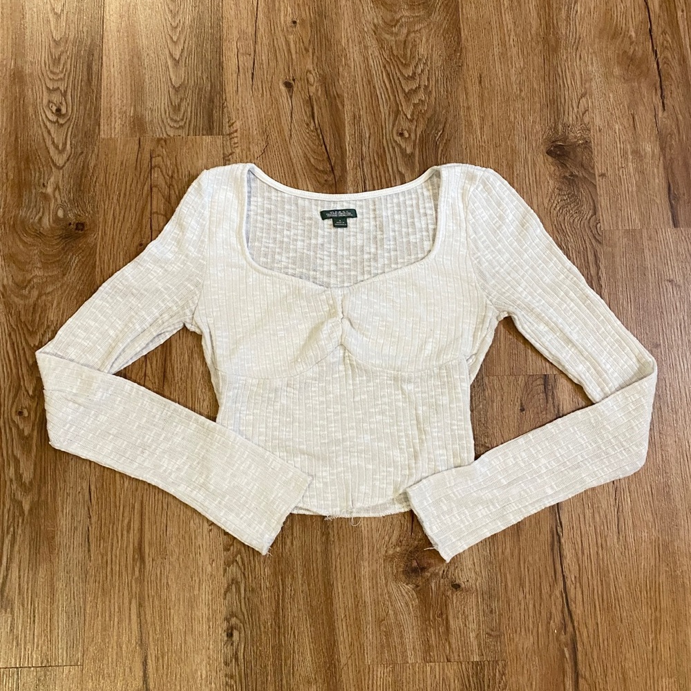 Wild Fable White Cropped Long Sleeve